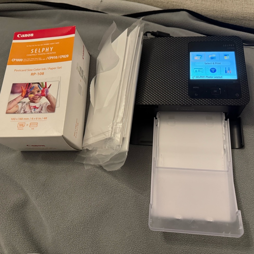 Canon SELPHY Photo Printer CP1500 with Paper and Ink